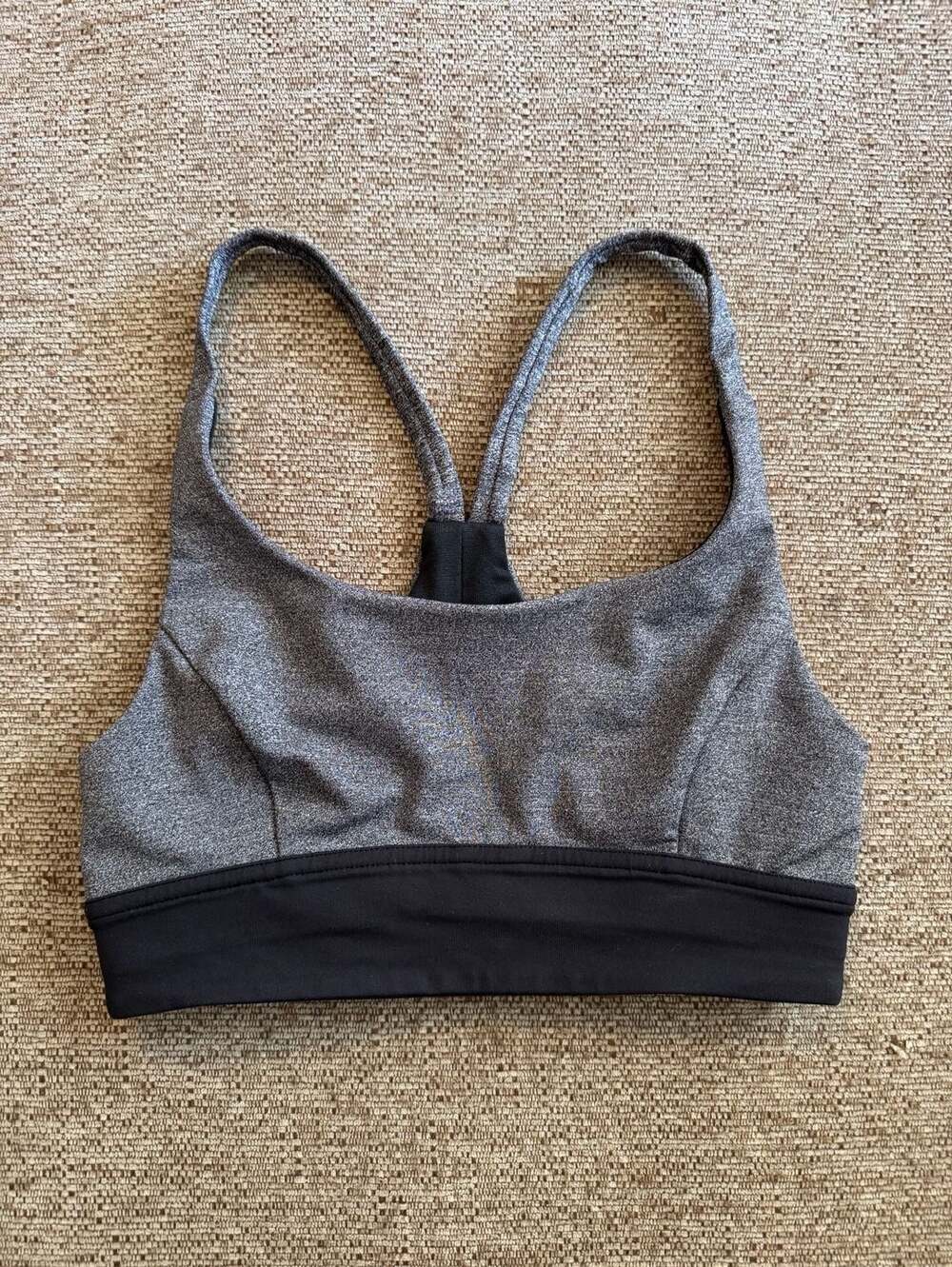 Lululemon Sports Bra Size 2 Heathered Black Grey Mesh Cross Back